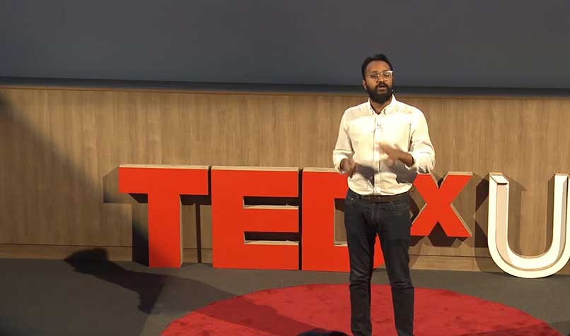 Kavi Guppta presenting his TED talk, The Remote Work Revolution.