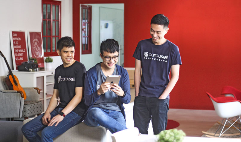 Carousell founders, from left: Quek Siu Rui, Marcus Tan and Lucas Ngoo