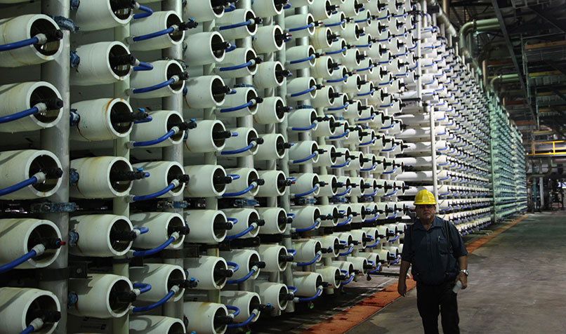 Made in Israel: An engineer in one of the world's largest desalination plants, located in Israel, where even waste water is reused.