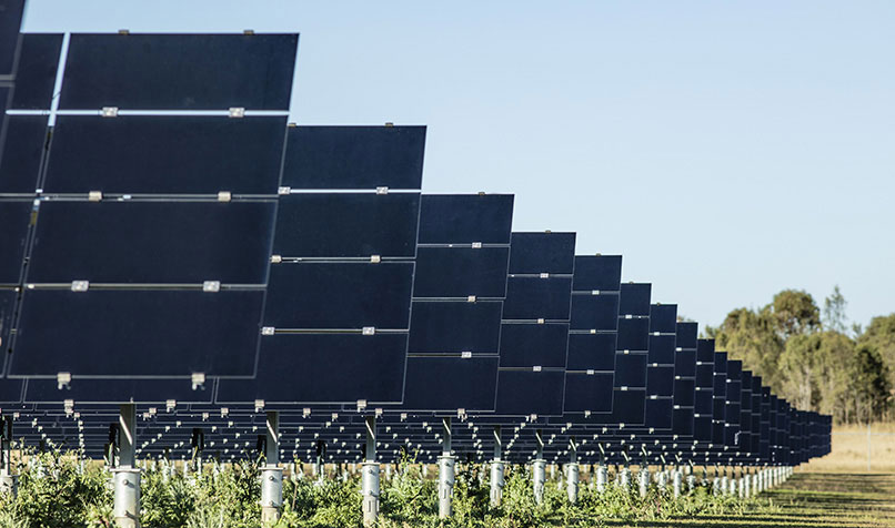 Solar panels at an experimental solar farm at the University of Queensland in Gatton.