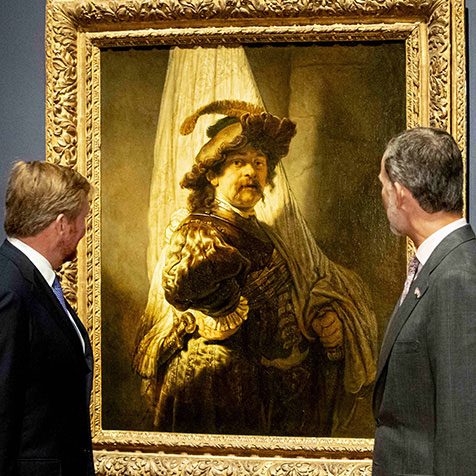 King Willem-Alexander of The Netherlands and King Felipe VI of Spain attend the opening of the exhibition Rembrandt-Velazquez at the Rijksmuseum in Amsterdam.