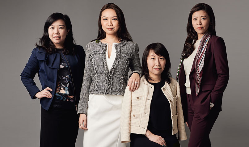Leading women, left to right: Karina Wong CPA, Alison Yam CPA, Vickie Fan FCPA, Carmen Lei CPA. Photo: Calvin Sit.