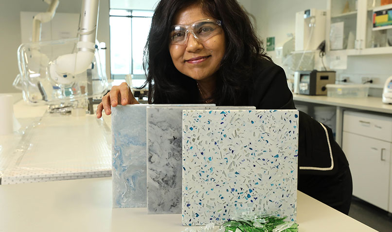Professor Veena Sahajwalla has a strategy for tipping recyclable material straight back into the economy. Photo: Anthony Geernaert.