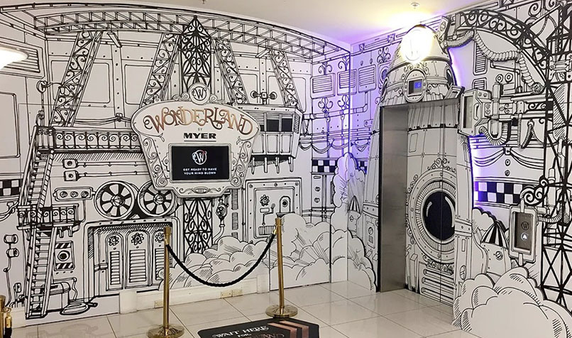 “Wonderland” at department store Myer in Sydney during Chrismas 2019. Myer transformed the top floor of its central business district outlet into a space for customers to immerse themselves in a theatrical world of toys, childrenswear, gifting, events and food.