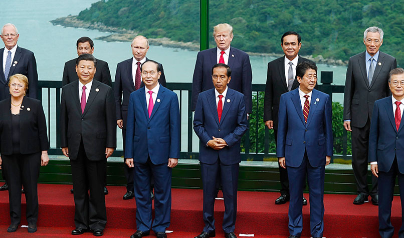Vietnam’s former president, the late Tran Dai Quang (front row, centre) with fellow world leaders at the Asia-Pacific Economic Cooperation summit in November 2017.