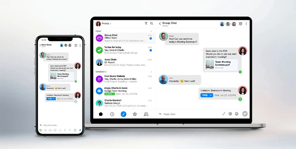 With Spike, you can chat via text or video in your inbox.